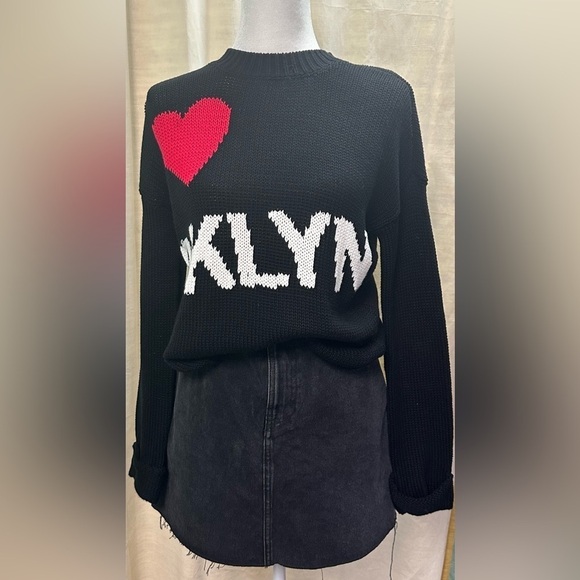 525 American Love Brooklyn Black Knit Crewneck Sweater - Picture 4 of 4